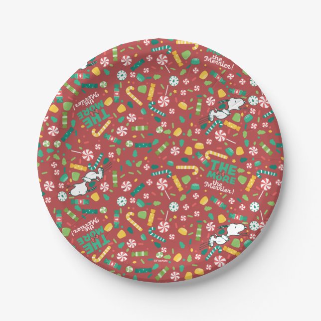 Peppermint Dreams Snoopy Candy Pattern Paper Plate (Front)
