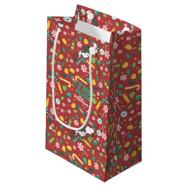 Peppermint Dreams Snoopy Candy Pattern Small Gift Bag (Front Angled)