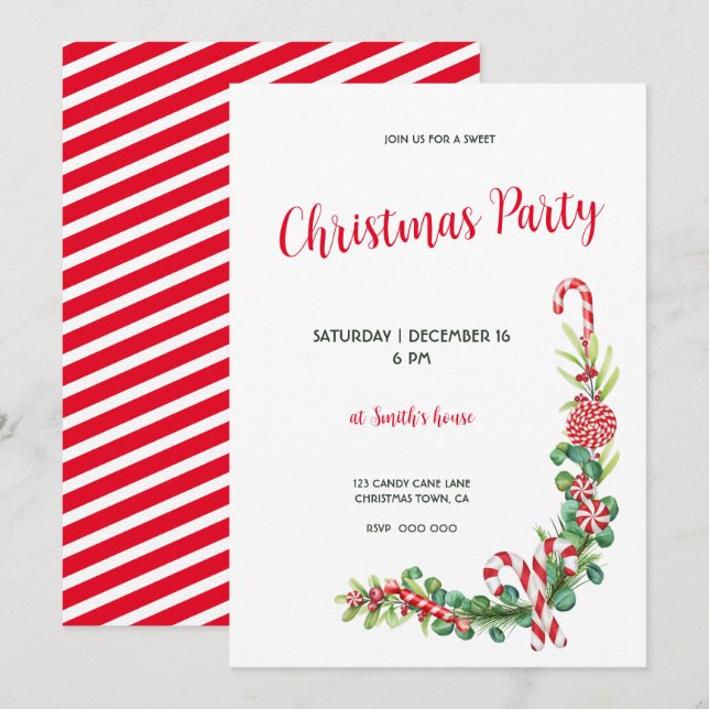 Peppermint Elegance Invitation (Front/Back)