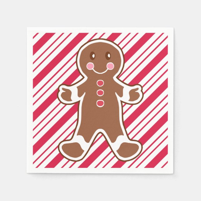 Peppermint Gingerbread Boy Napkins (Front)