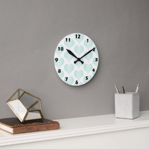 Peppermint Hearts Design Round Clock