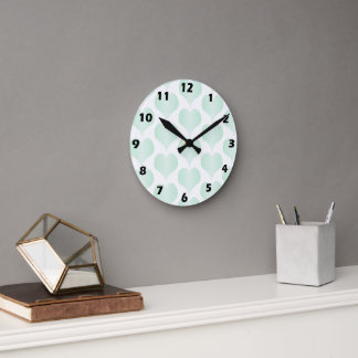 Peppermint Hearts Design Round Clock