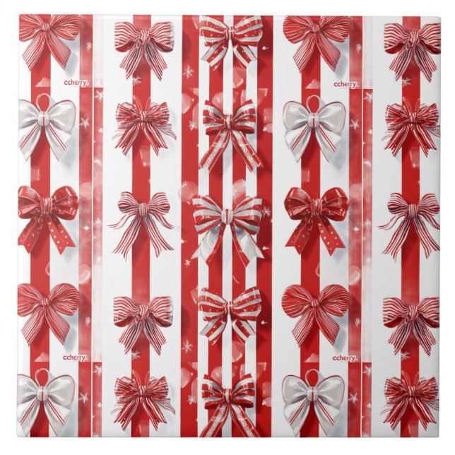 Peppermint Holidays Ceramic Tile (Front)