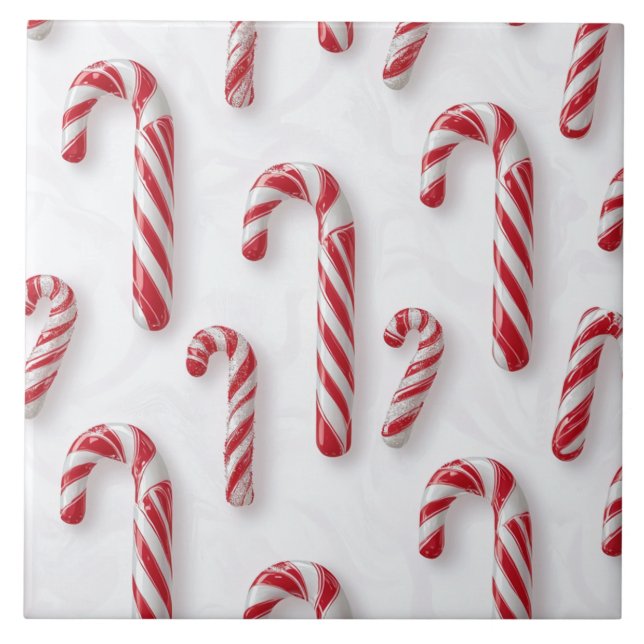 Peppermint Holidays Ceramic Tile (Front)