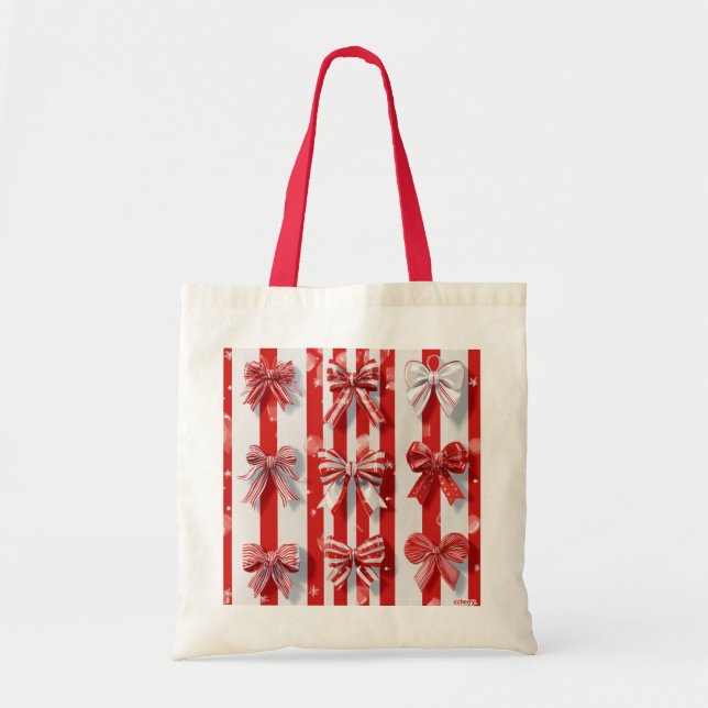 Peppermint Holidays Ceramic Tile Tote Bag (Front)