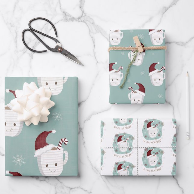 Peppermint Hot Chocolate Christmas Gift Wrap Set (Front)