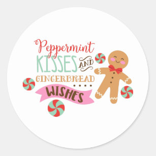 Peppermint Kisses Classic Round Sticker