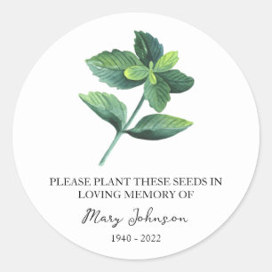 Peppermint Memorial Funeral Seed Packet Classic Round Sticker