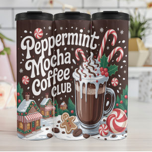 Peppermint Mocha Coffee Club Illustration Thermal Tumbler