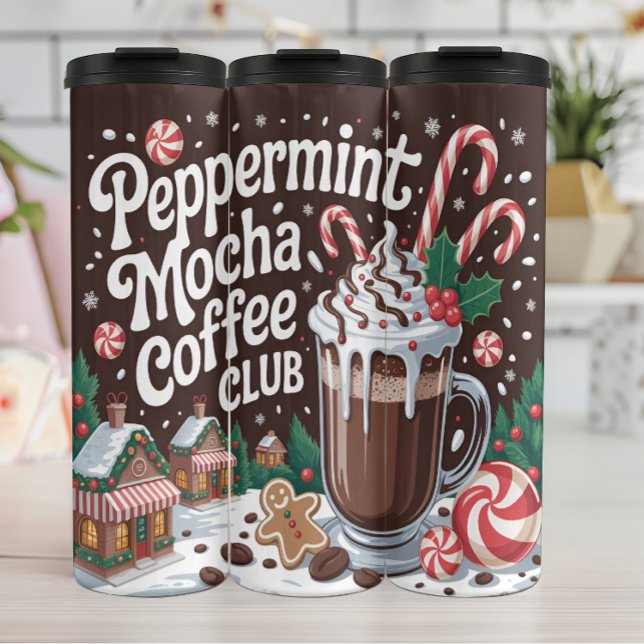 Peppermint Mocha Coffee Club Illustration Thermal Tumbler (Creator Uploaded)