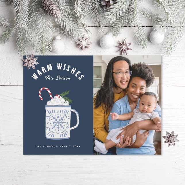 Peppermint Mocha Hot Cocoa Warm Wishes Family Holiday Card (Creator Uploaded)