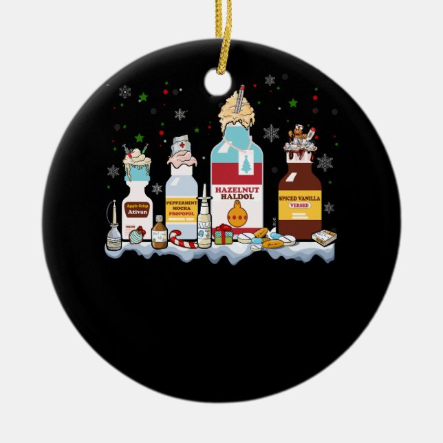 Peppermint Mocha Propofol Christmas Nurse ER ED IC Ceramic Ornament (Front)