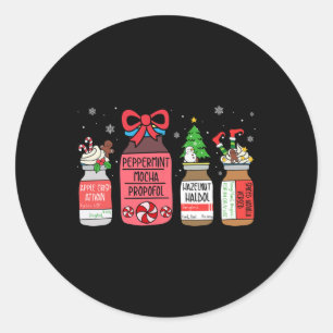 Peppermint Mocha Propofol Christmas Nurse Er Ed Ic Classic Round Sticker