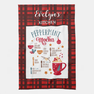 Peppermint Mocha Recipe Festive Christmas Custom Tea Towel