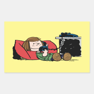 Peppermint Patty on the Phone Rectangular Sticker