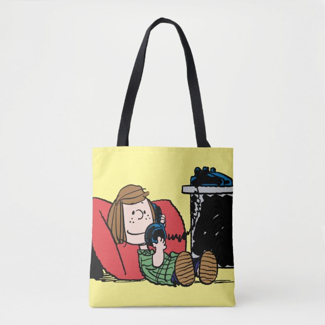 Peppermint Patty on the Phone Tote Bag (Front)
