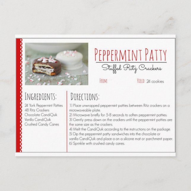 Peppermint Patty Stuffed Ritz Crackers ( Custom ) Postcard (Front)