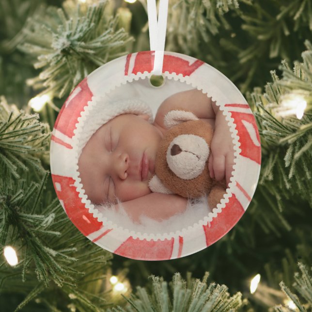 Peppermint Photo Frame | Cute Christmas Holiday Glass Tree Decoration (Insitu)