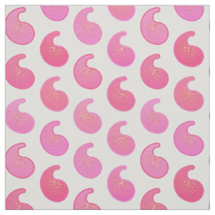 Peppermint pink paisley on white fabric