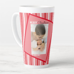 Peppermint Rainbow Christmas Pink Photo  Latte Mug