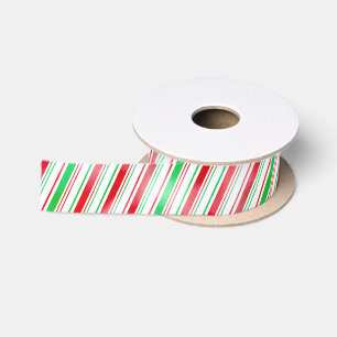 Peppermint Red-Green Stripe Satin Ribbon