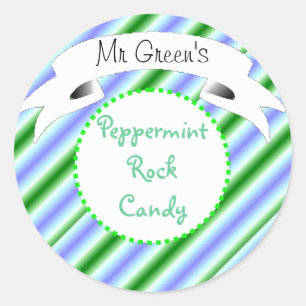 Peppermint rock candy striped label