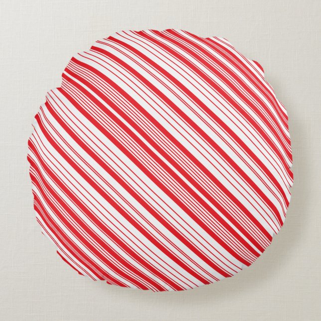Peppermint Round Throw Pillow (Front)