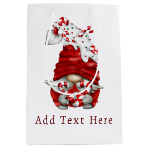 Peppermint Scandinavian Gnome Christmas Custom Medium Gift Bag