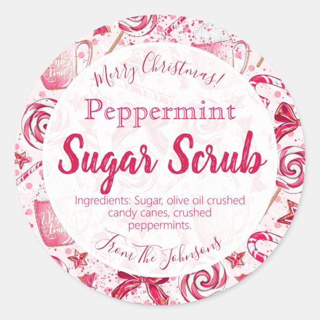 Peppermint Scented Christmas Sugar Scrub Labels (Front)
