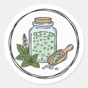 Peppermint Scrub Label Illustration Mint Spa