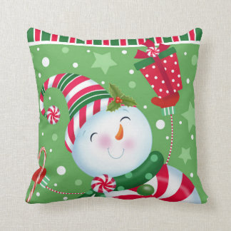 Peppermint Snowman Pillow