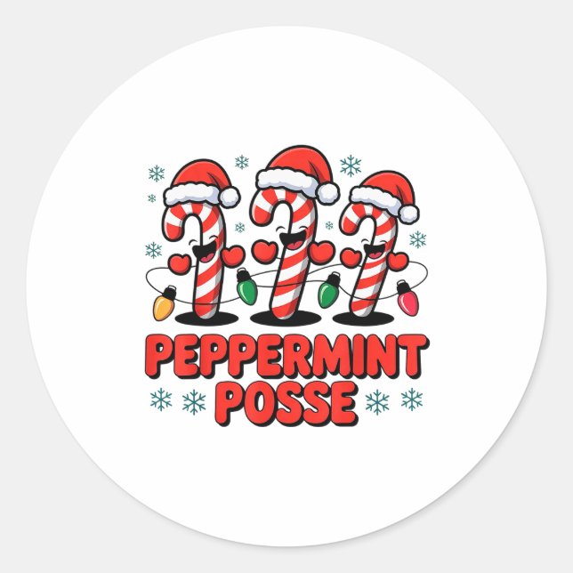 Peppermint Sse Candy Cane Funny Christmas Santa Ha Classic Round Sticker (Front)