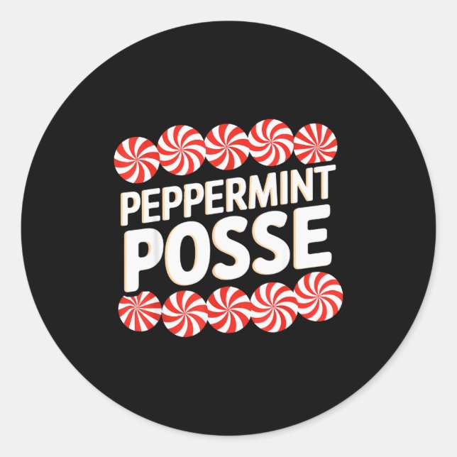 Peppermint Sse Festive Christmas Candy Theme Famil Classic Round Sticker (Front)