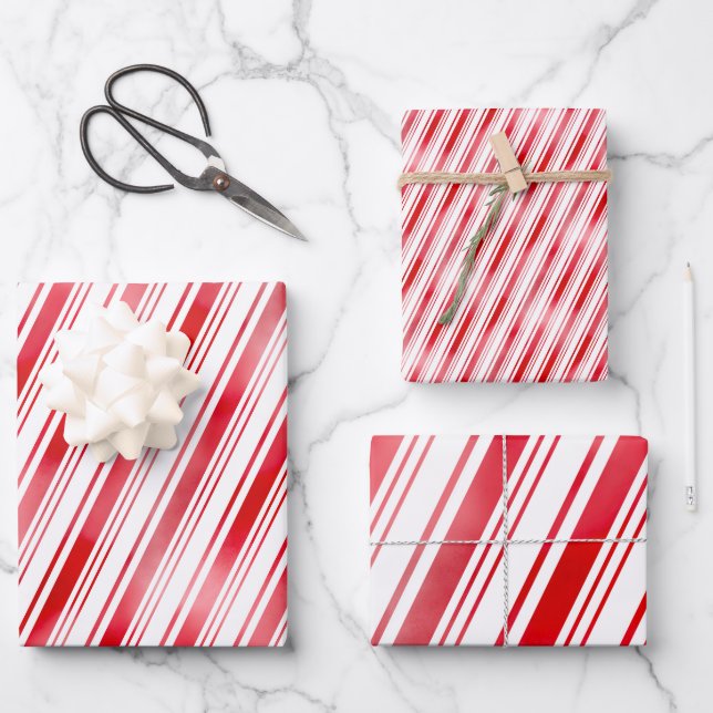 Peppermint Stripe Wrapping Paper Sheet (Front)