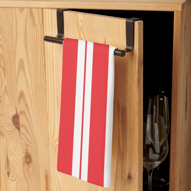 Peppermint Stripes Christmas Candy Cane  Tea Towel (Thirds Fold)