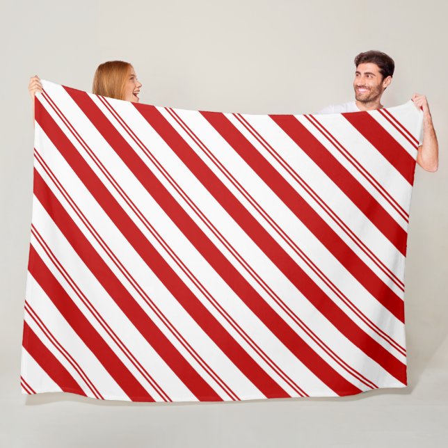 Peppermint Stripes Fleece Blanket (In Situ)