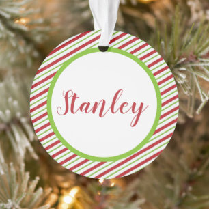 Peppermint stripes personalised ornament