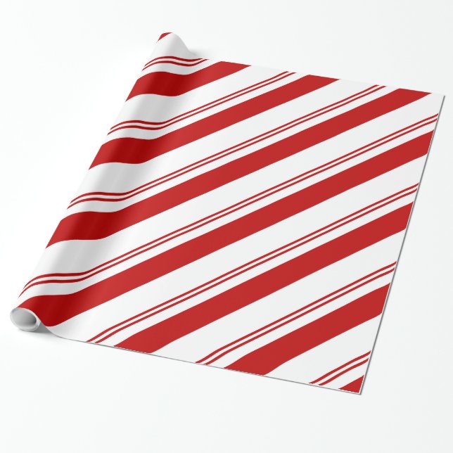 Peppermint Stripes Wrapping Paper (Unrolled)