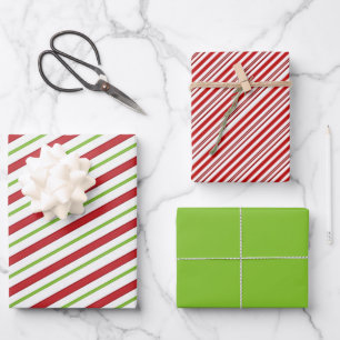 Peppermint stripes wrapping paper sheet