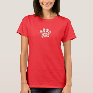 Peppermint Swirl Dog Paw In Red Green White T-Shirt