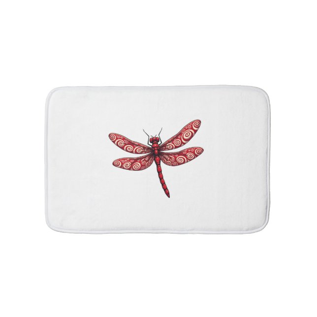 Peppermint Swirl Dragonfly Bath Mat (Front)