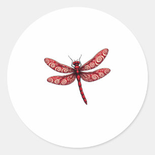 Peppermint Swirl Dragonfly Classic Round Sticker