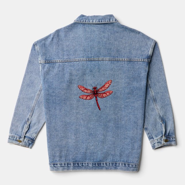 Peppermint Swirl Dragonfly Denim Jacket (Back)