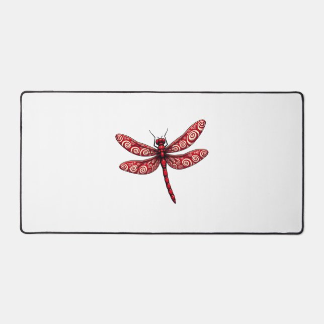 Peppermint Swirl Dragonfly Desk Mat (Front)