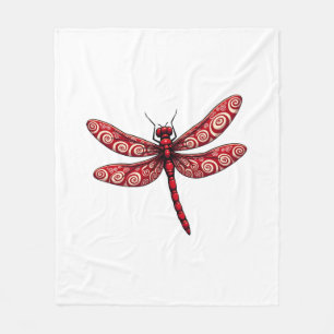 Peppermint Swirl Dragonfly Fleece Blanket