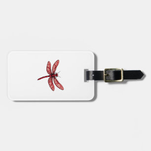 Peppermint Swirl Dragonfly Luggage Tag