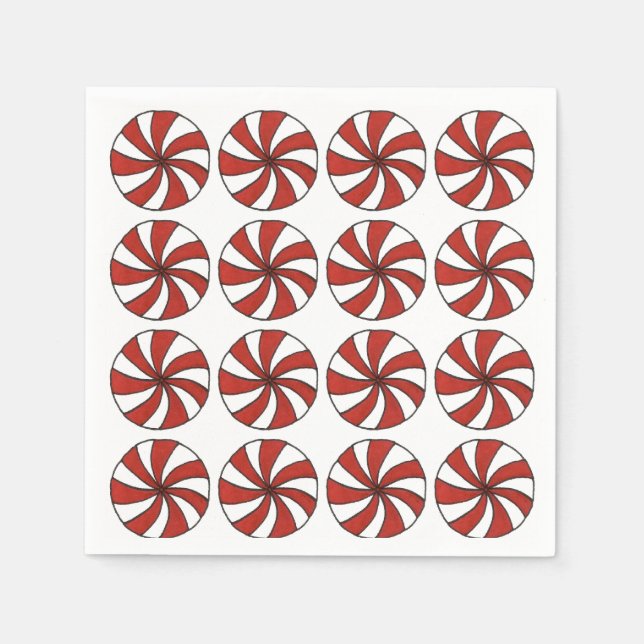 Peppermint Swirl Hard Candy Holiday Mint Christmas Napkin (Front)