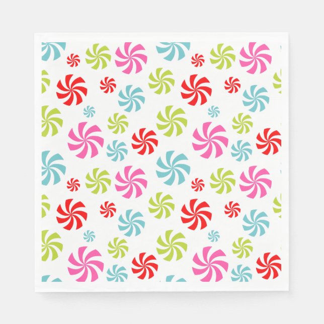 Peppermint Swirl Pattern – Colourful Candy Design Napkin (Front)