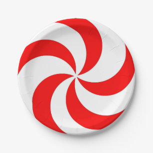 Peppermint Swirl Red And White Candy Stripes  Pape Paper Plate