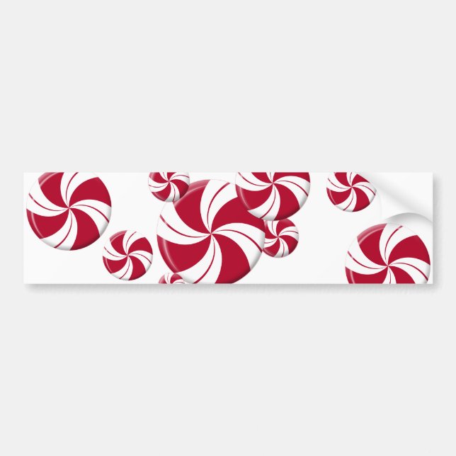 Peppermint Swirl Stripe Candy Bumper Sticker (Front)